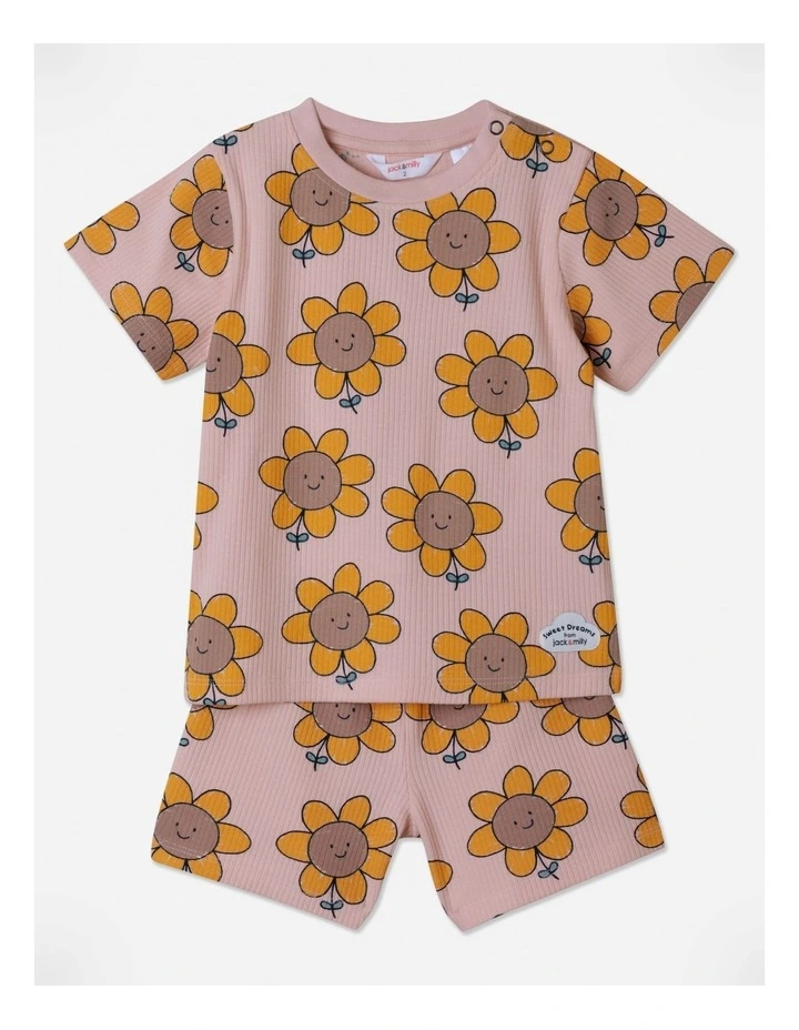 Remi Rib Pajama Set In Peach