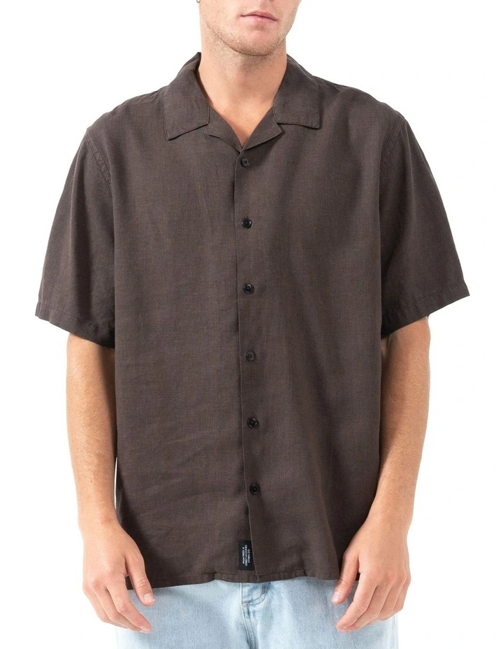 Hemp Minimal Bowling Shirt in Postal Brown