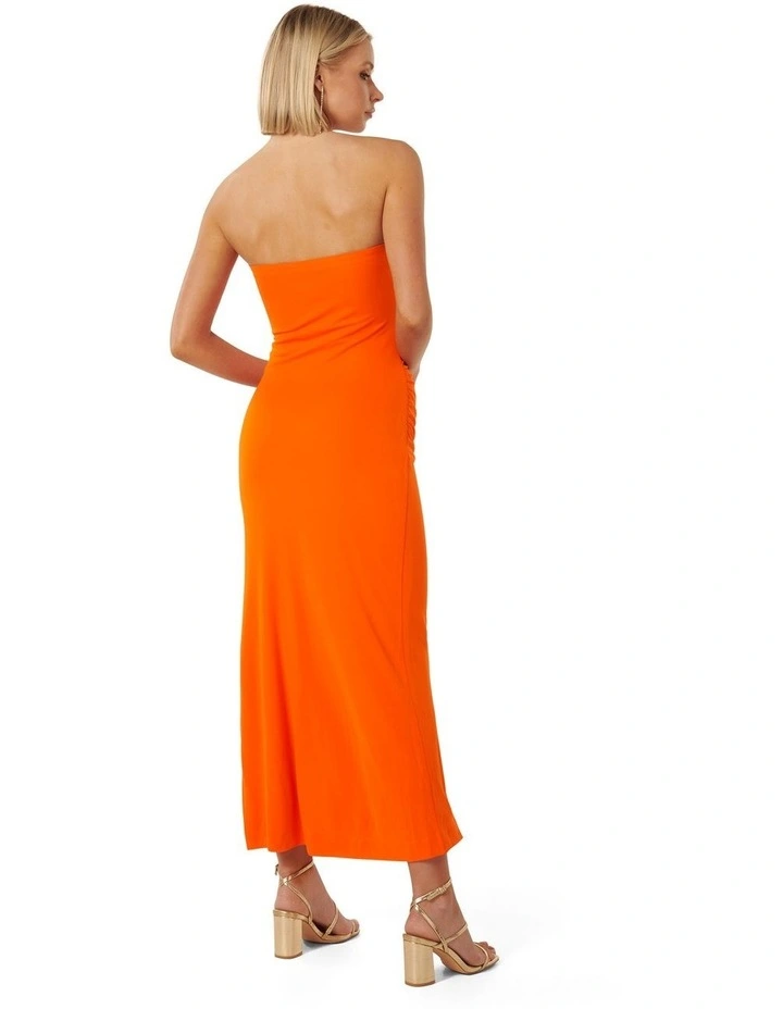 Kyla Jersey Ruched Maxi Dress in Orange