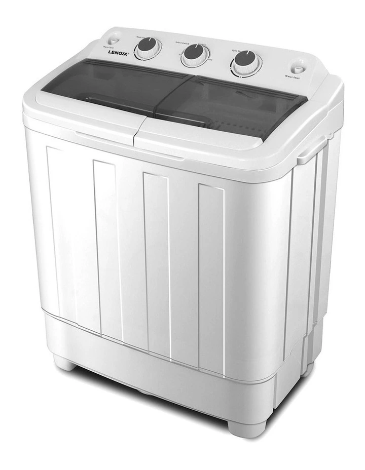 Portable Twin Tub Washing Machine with Rinse and Self-drain Function