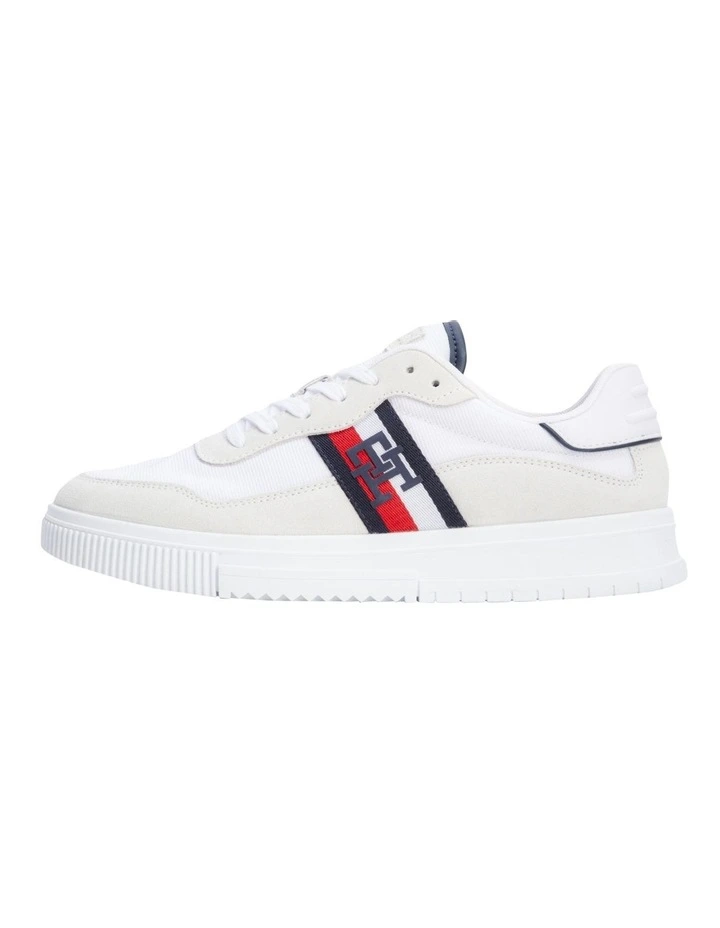 Suede Cupsole Lace-Up Trainers in White