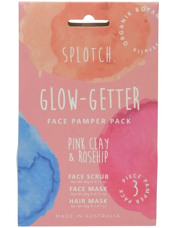 Splotch Pink Clay & Rosehip Glow Getter Face Pamper Pack