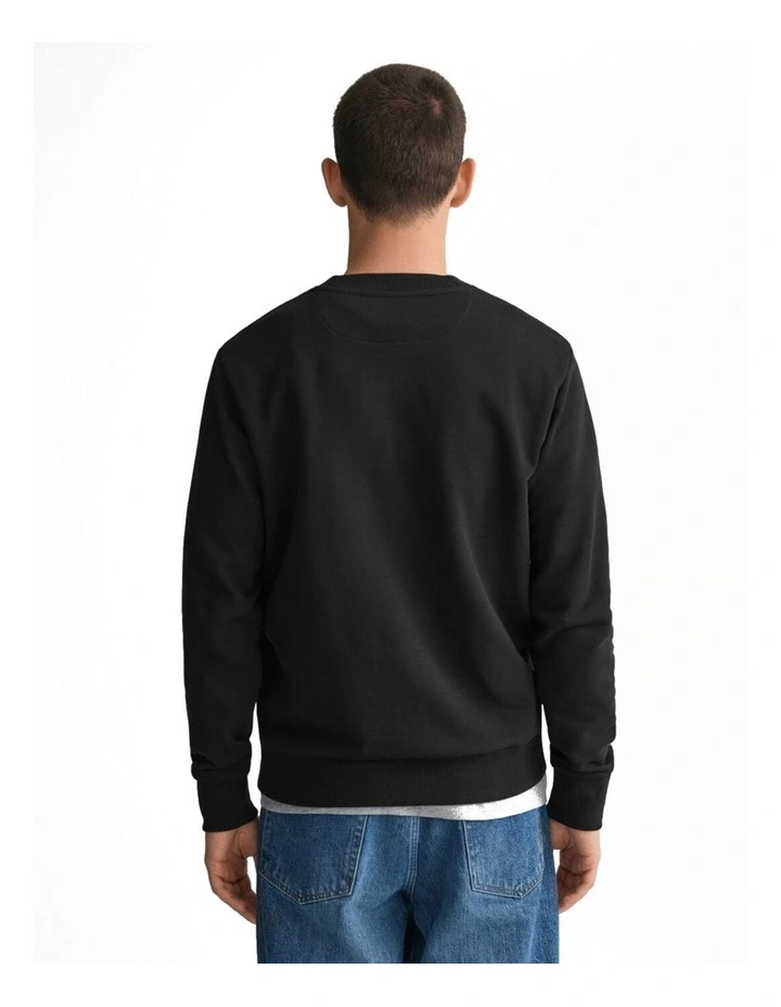Tonal Shield Crew Neck Sweatshirt in Black