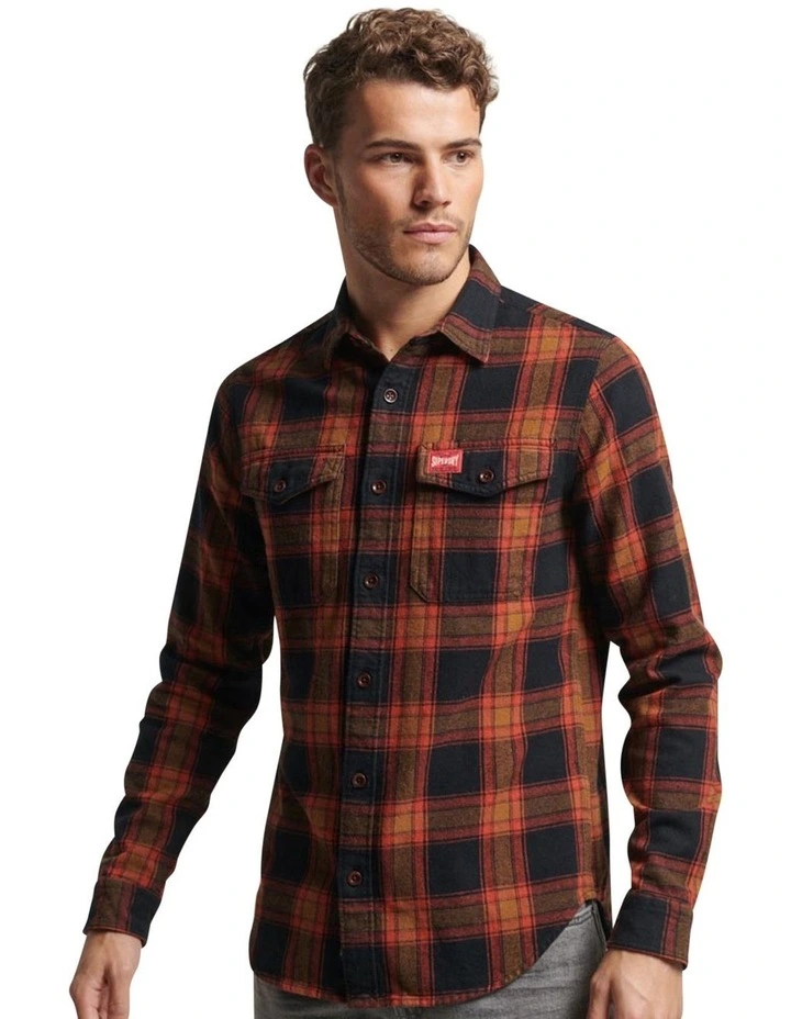 Cotton Shirt in Work Check Navy