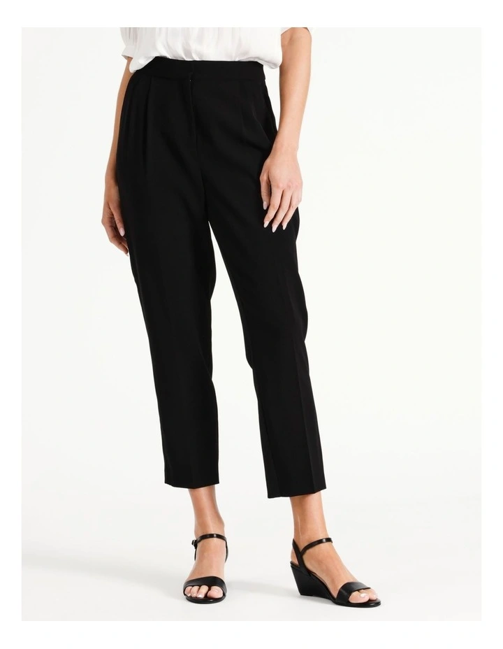 Ava Cropped Suit Pant in Black