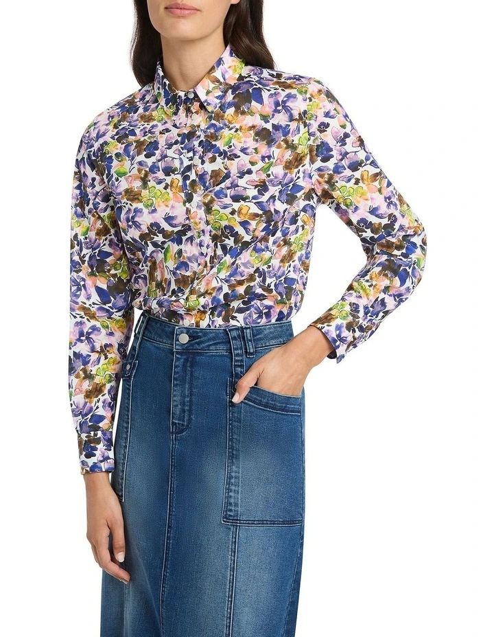 Leilani Cotton Shirt in White Multi