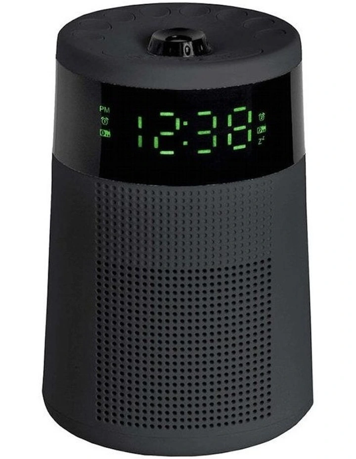 Sleek Projector Alarm Clock & Radio in Black