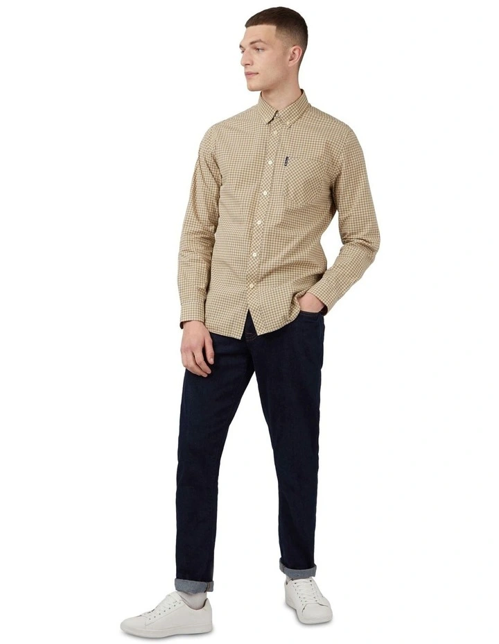 Signature Gingham Long Sleeve Shirt in Stone
