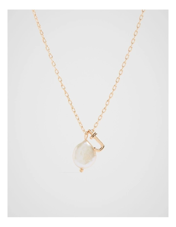 Pearl Alphabet Necklace J in Gold