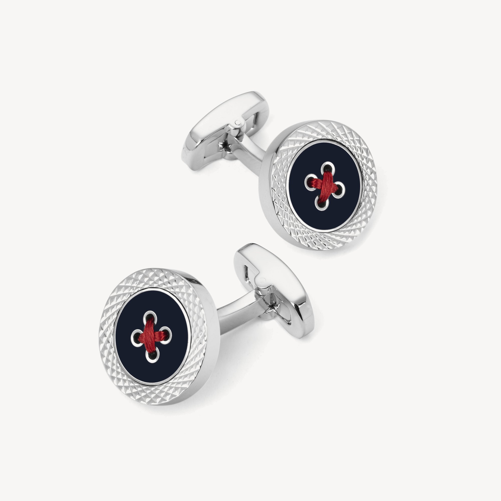 Engraved Edge Button Cufflinks