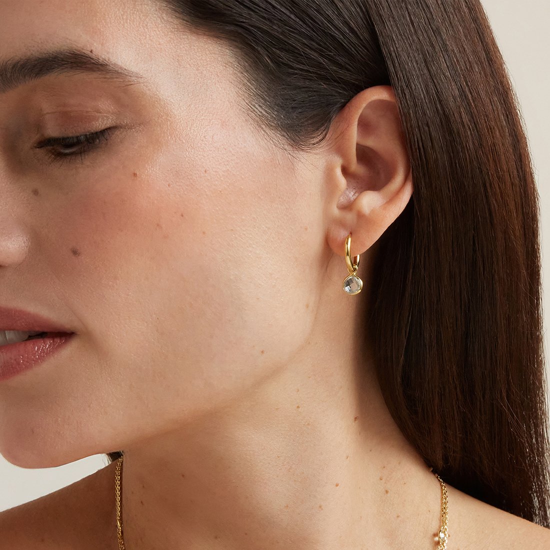 Gemstone Huggie Earrings