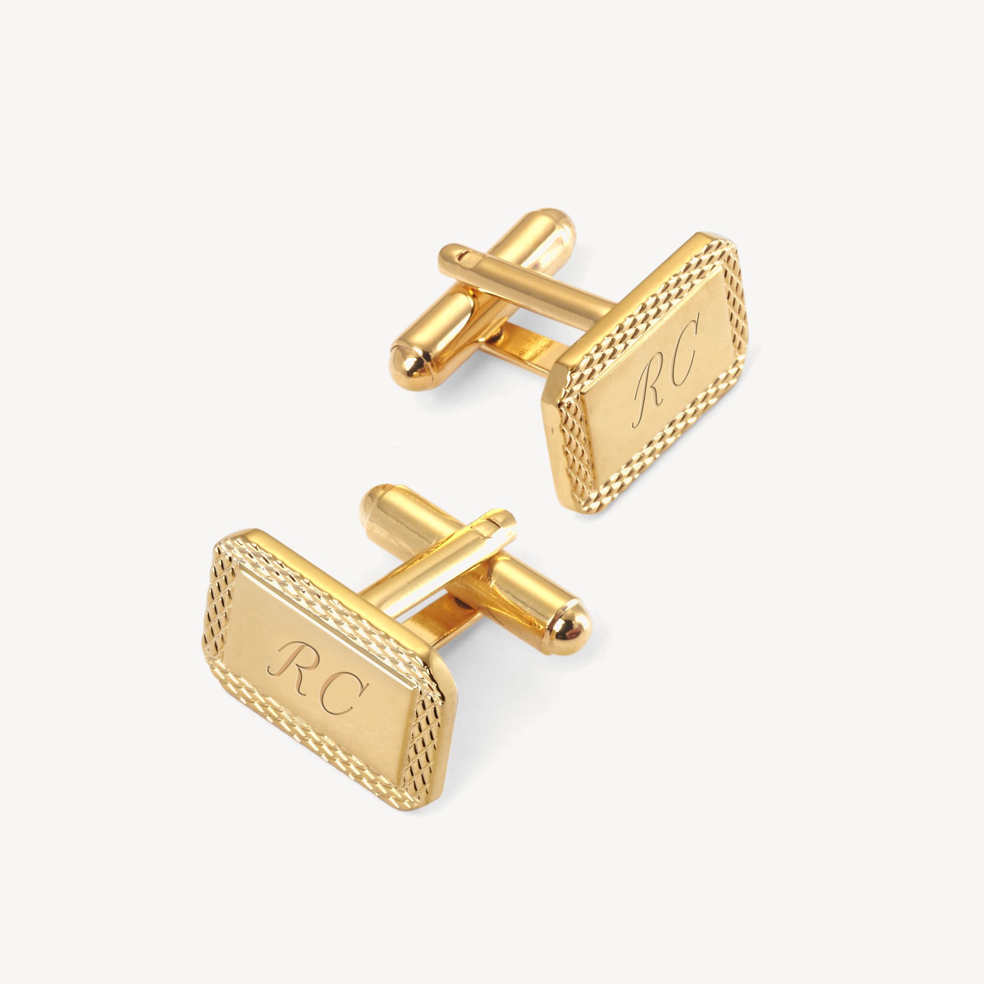 Engraved Edge Rectangular Personalised Cufflinks