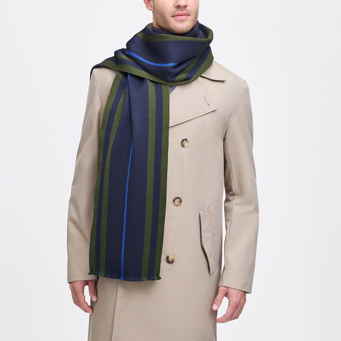 Men's Striped Merino Wool Scarf