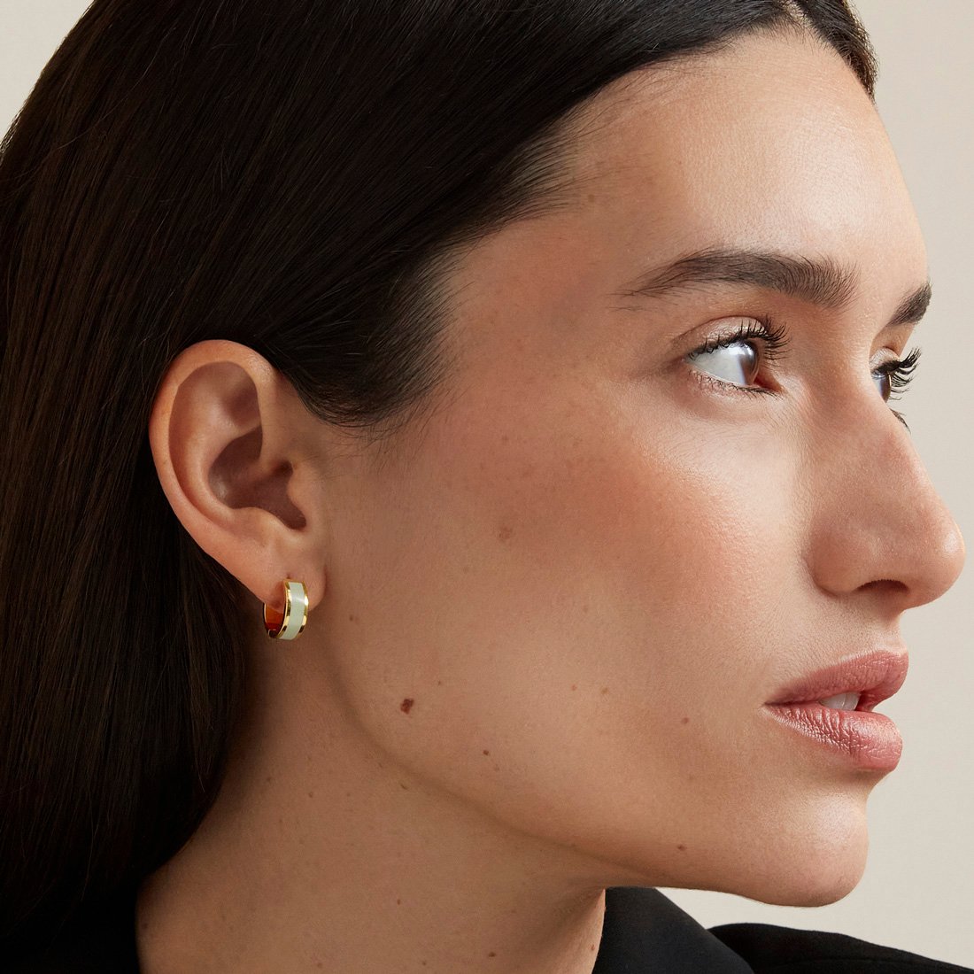 Enamel Huggie Earrings