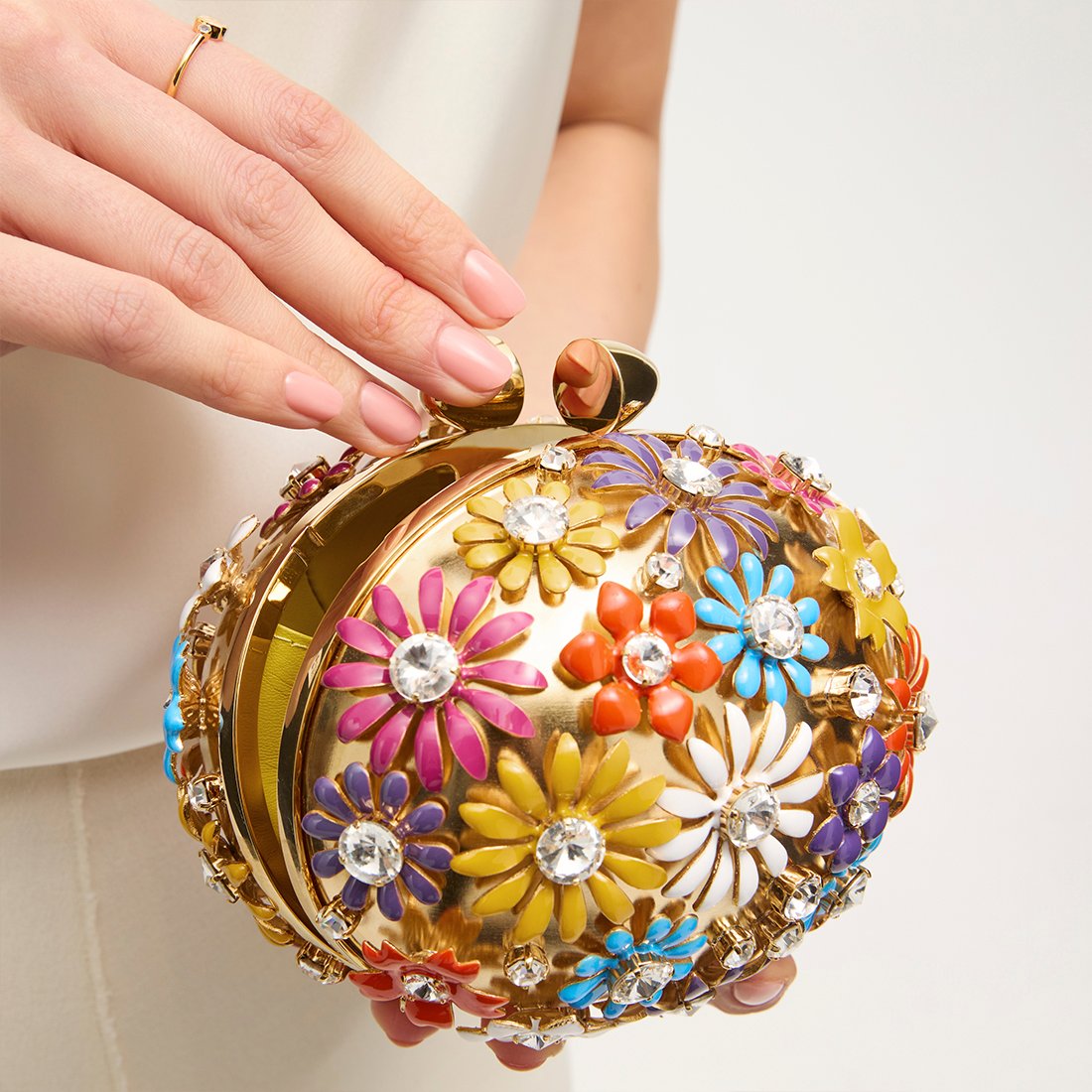 Embellished Floral Clutch