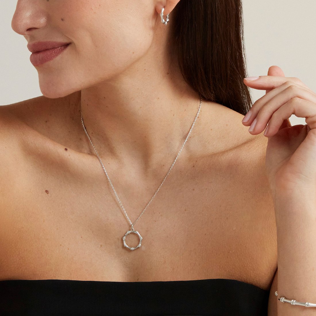 Bamboo Necklace & Earrings Set