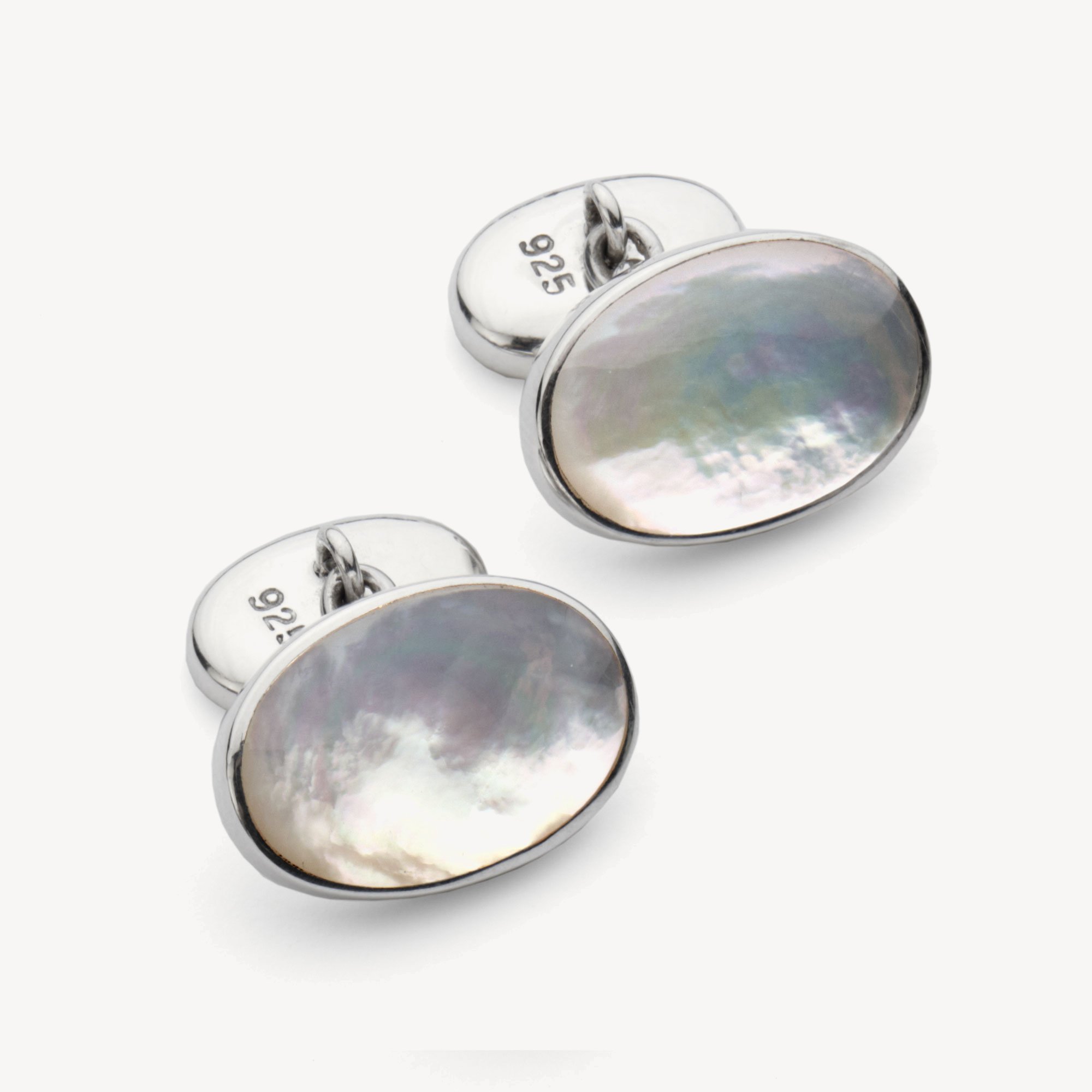 Oval Sterling Silver Semi Precious Cufflinks