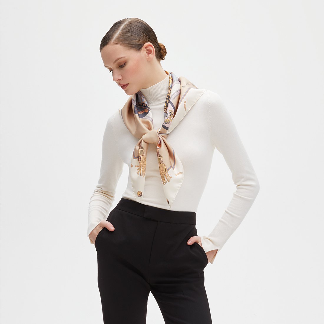 Aspinal Signature Shield Silk Scarf