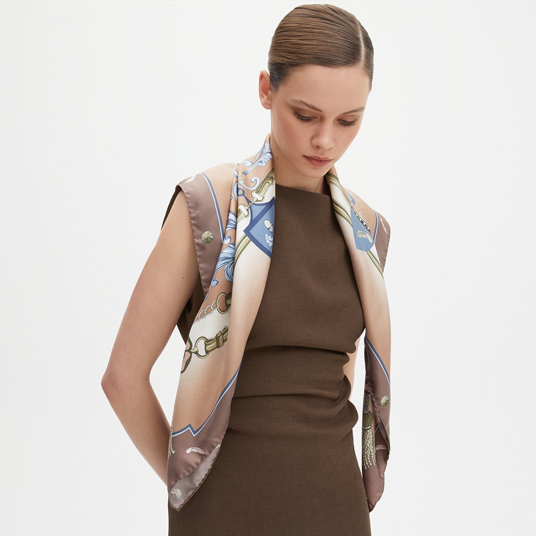 Aspinal Signature Shield Silk Scarf