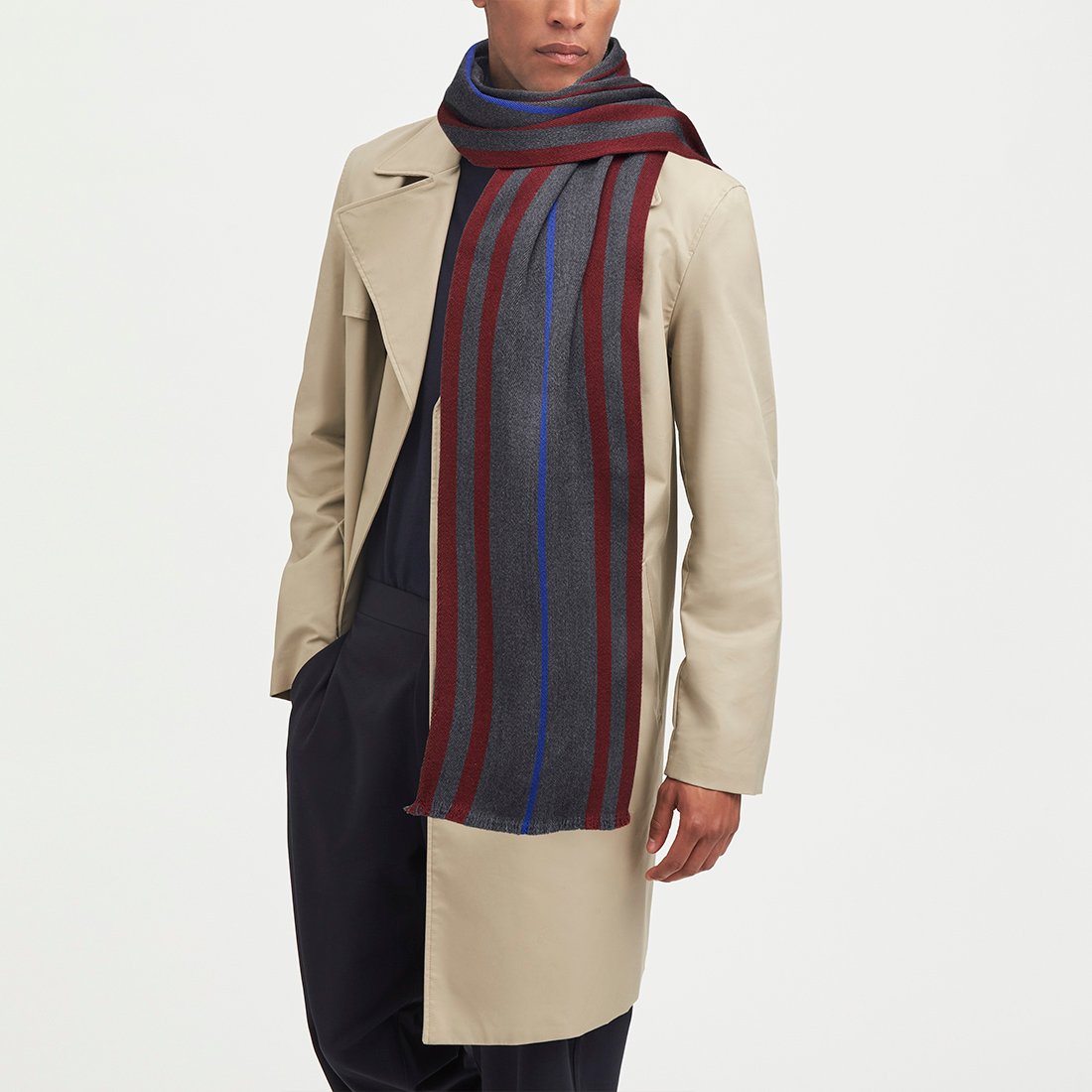 Men's Striped Merino Wool Scarf