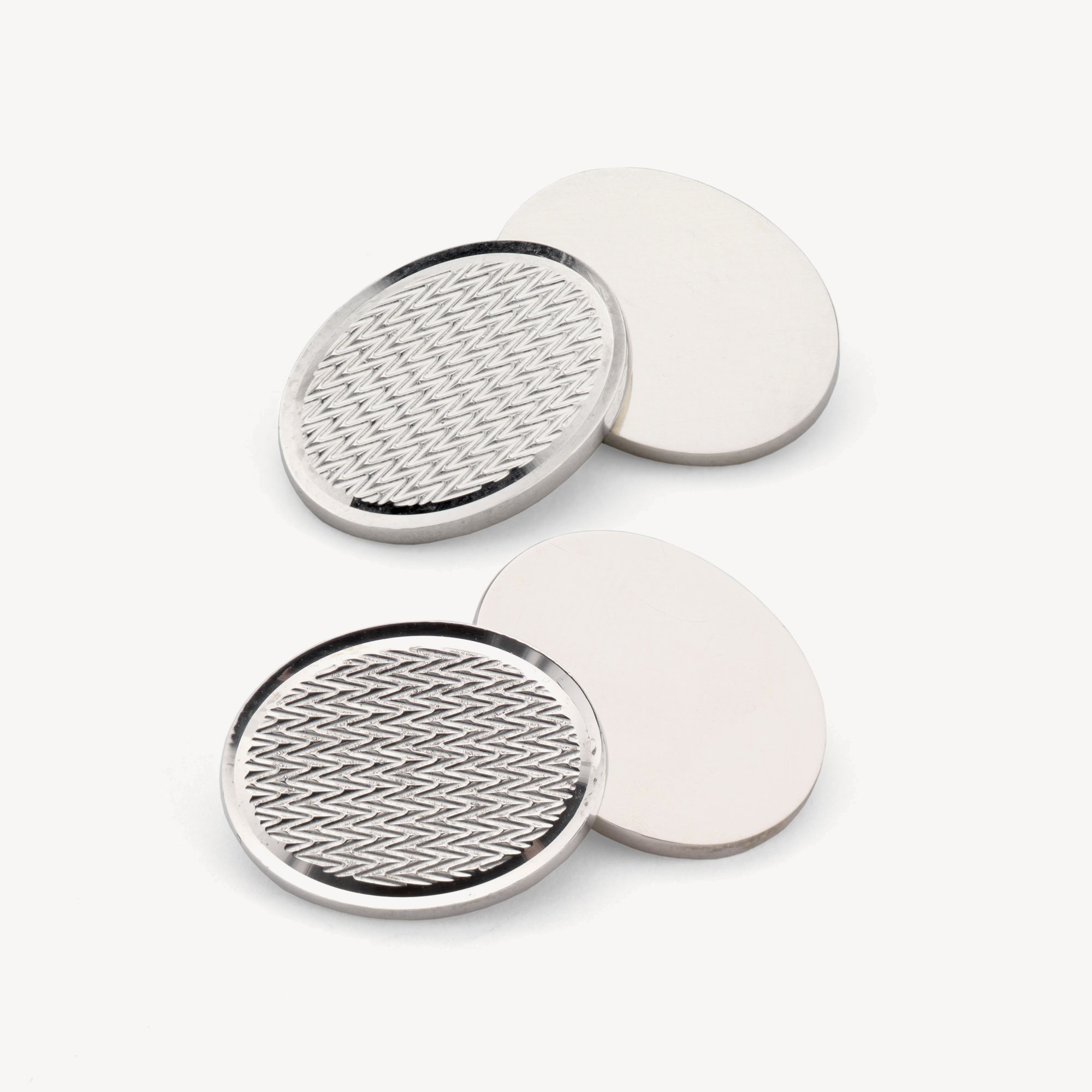 Engine Turned Sterling Silver Engraved Cufflinks