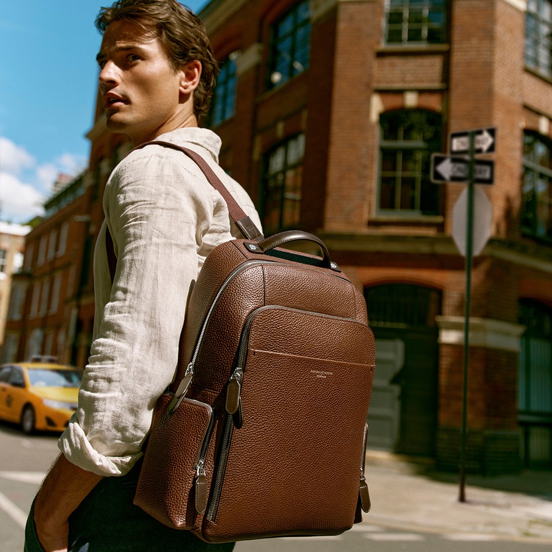 Zipped Leather Backpack