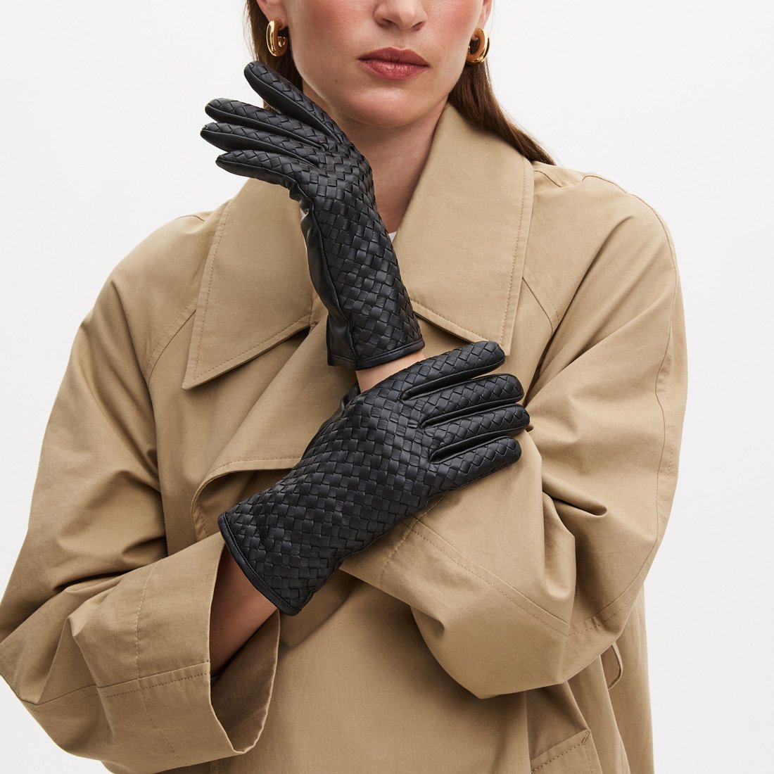 Women's Woven Leather Gloves