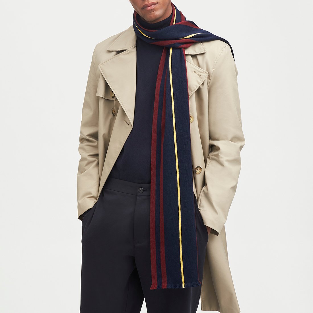 Men's Striped Merino Wool Scarf