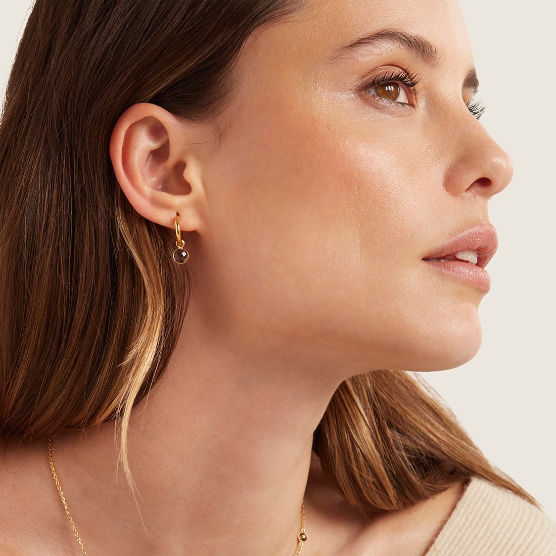 Gemstone Huggie Earrings