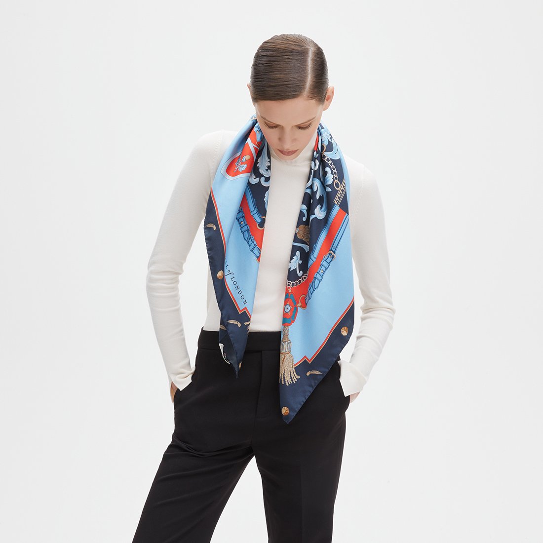 Aspinal Signature Shield Silk Scarf