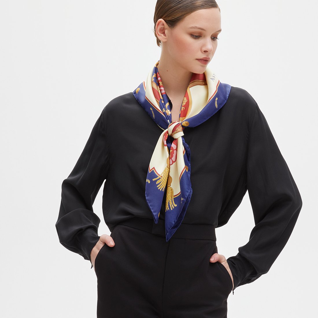 Aspinal Signature Shield Silk Scarf