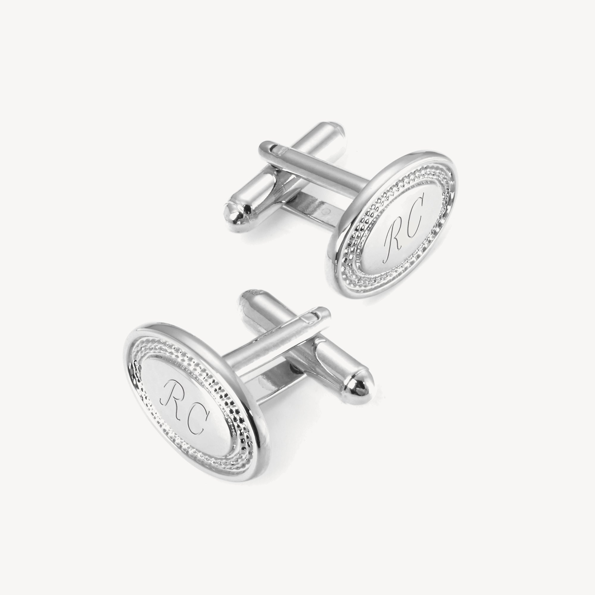 Engraved Edge Oval Personalised Cufflinks