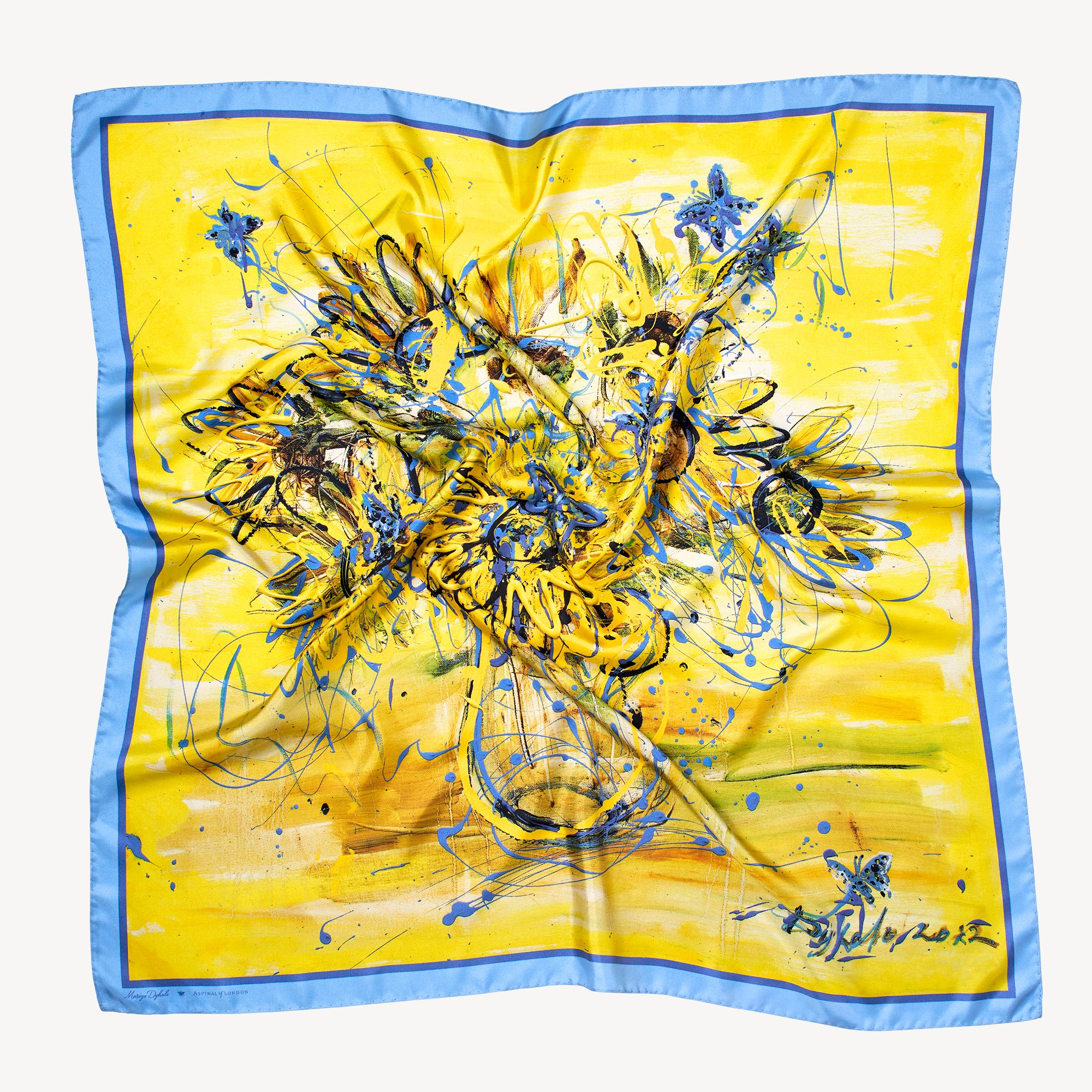 Sunflowers & Butterflies Silk Scarf