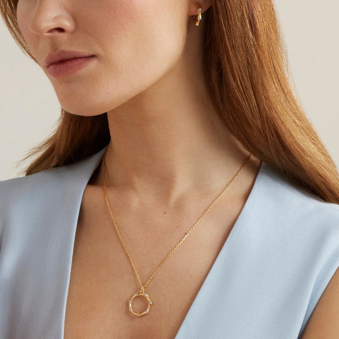 Bamboo Necklace & Earrings Set