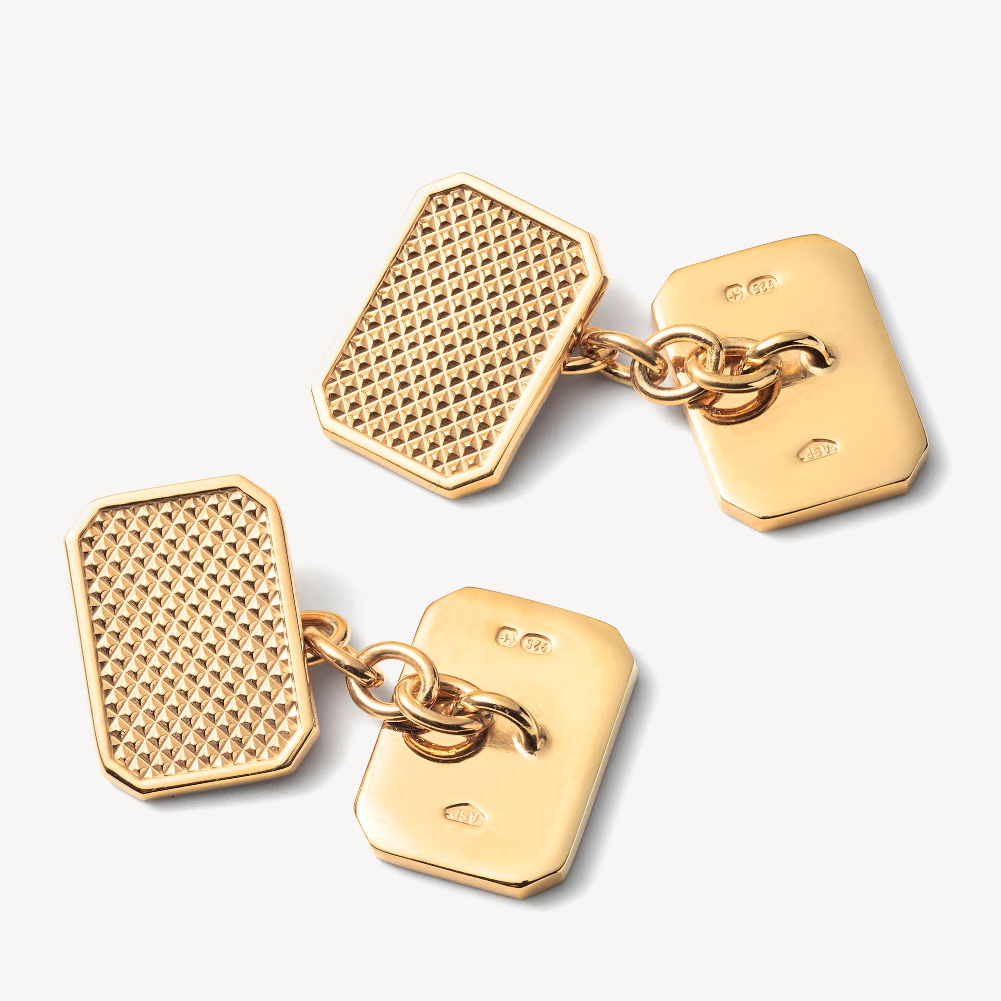 Engraved Criss Cross Rectangular Cufflinks