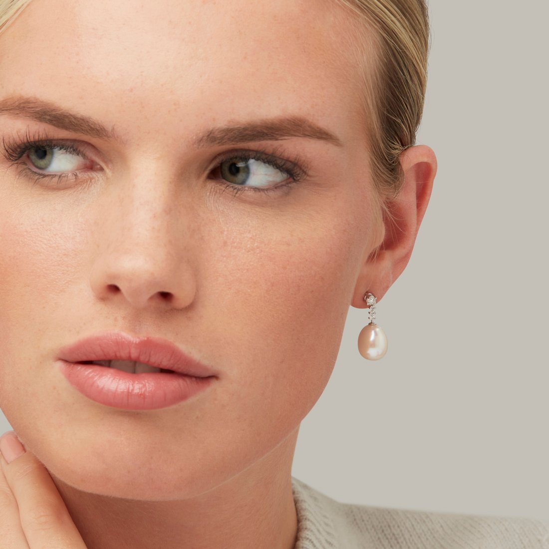 Classic Diamond & Freshwater Pearl Drop Earrings