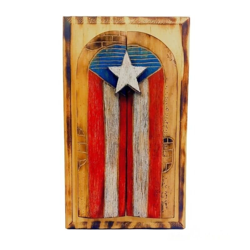 Puerto Ricó-i zászló fa és bambusz anyagból