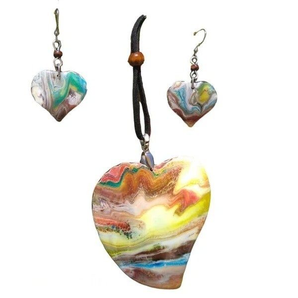 Kókusz Kézműves Ékszer Szett – Nagy Szív Design