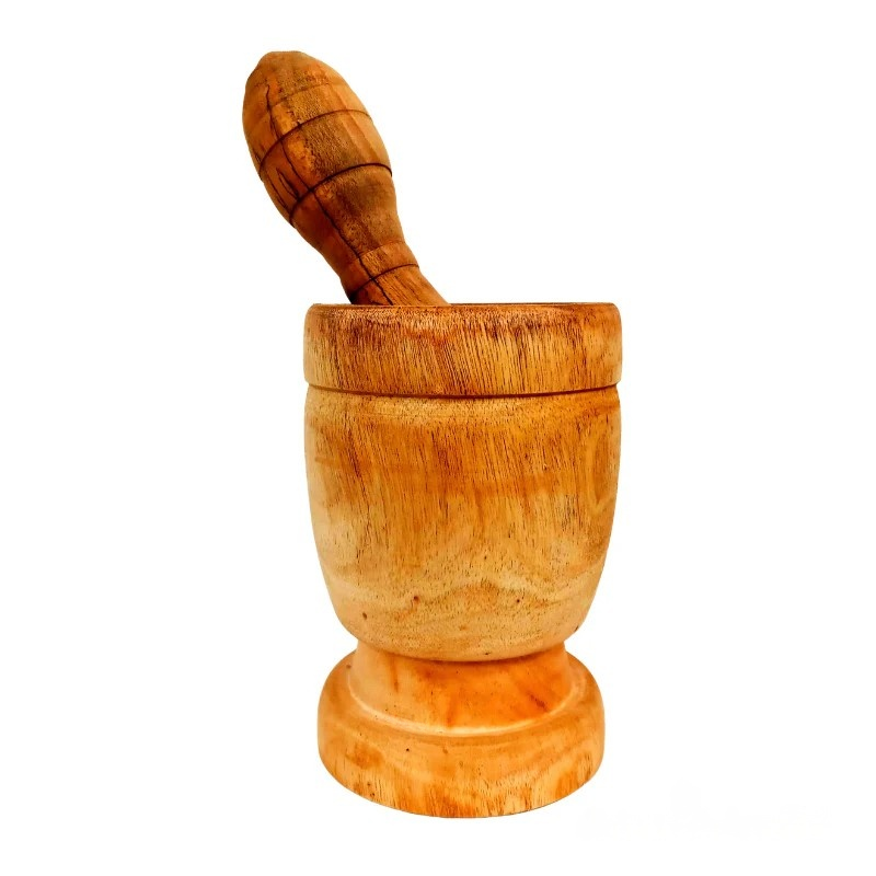 Közepes méretű, rusztikus mozsár mahagónifából