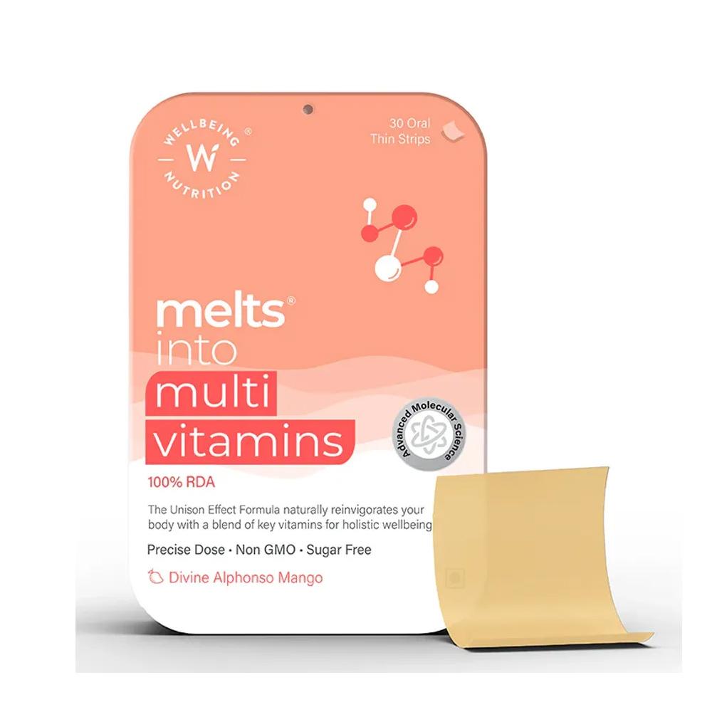 Wellbeing Nutrition Melts Multivitamins 30 Thin Oral Strips Divine Alphonso Mango flavour