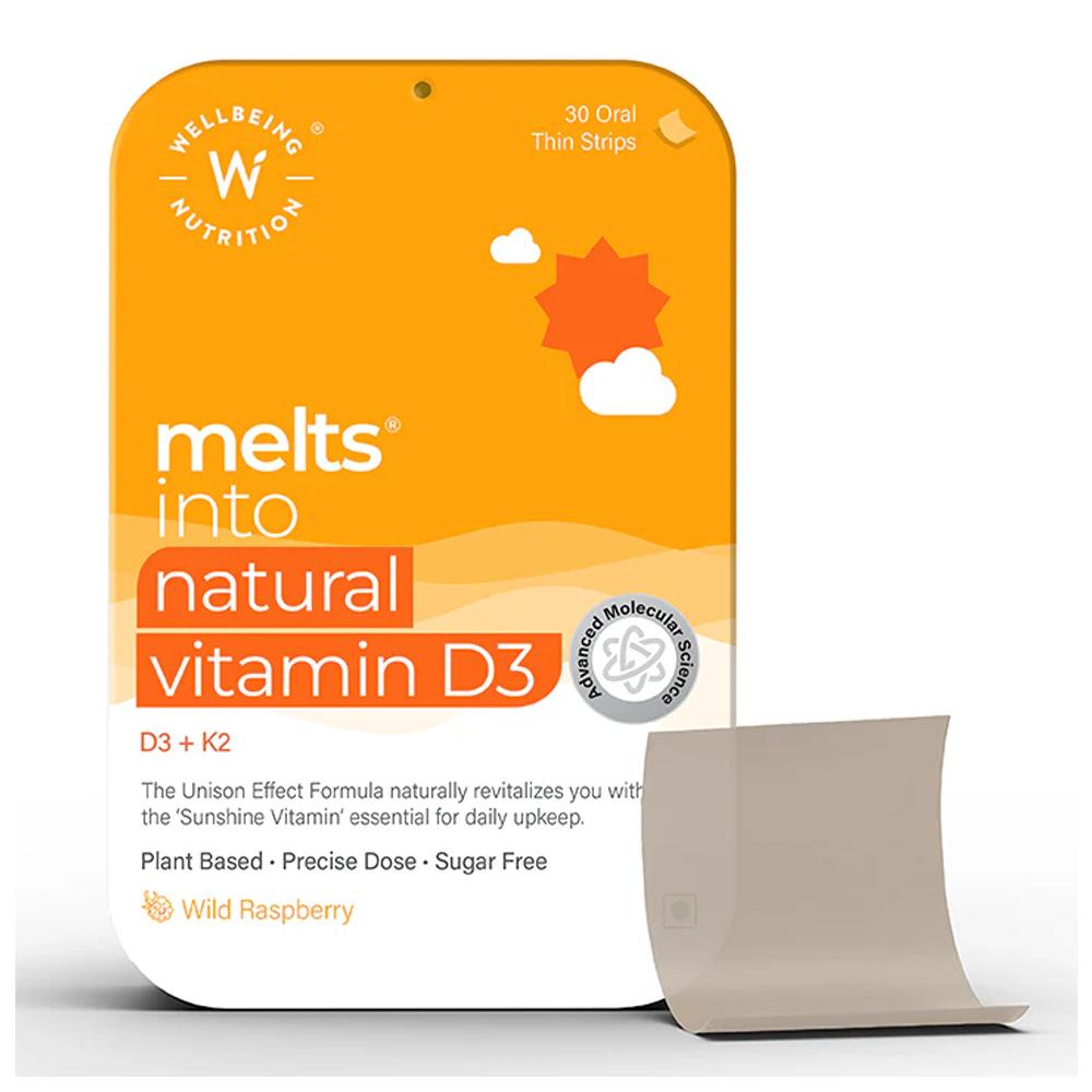 Wellbeing Nutrition Natural Vitamin D3 30 Thin Oral Strips Wild Raspberry Flavour