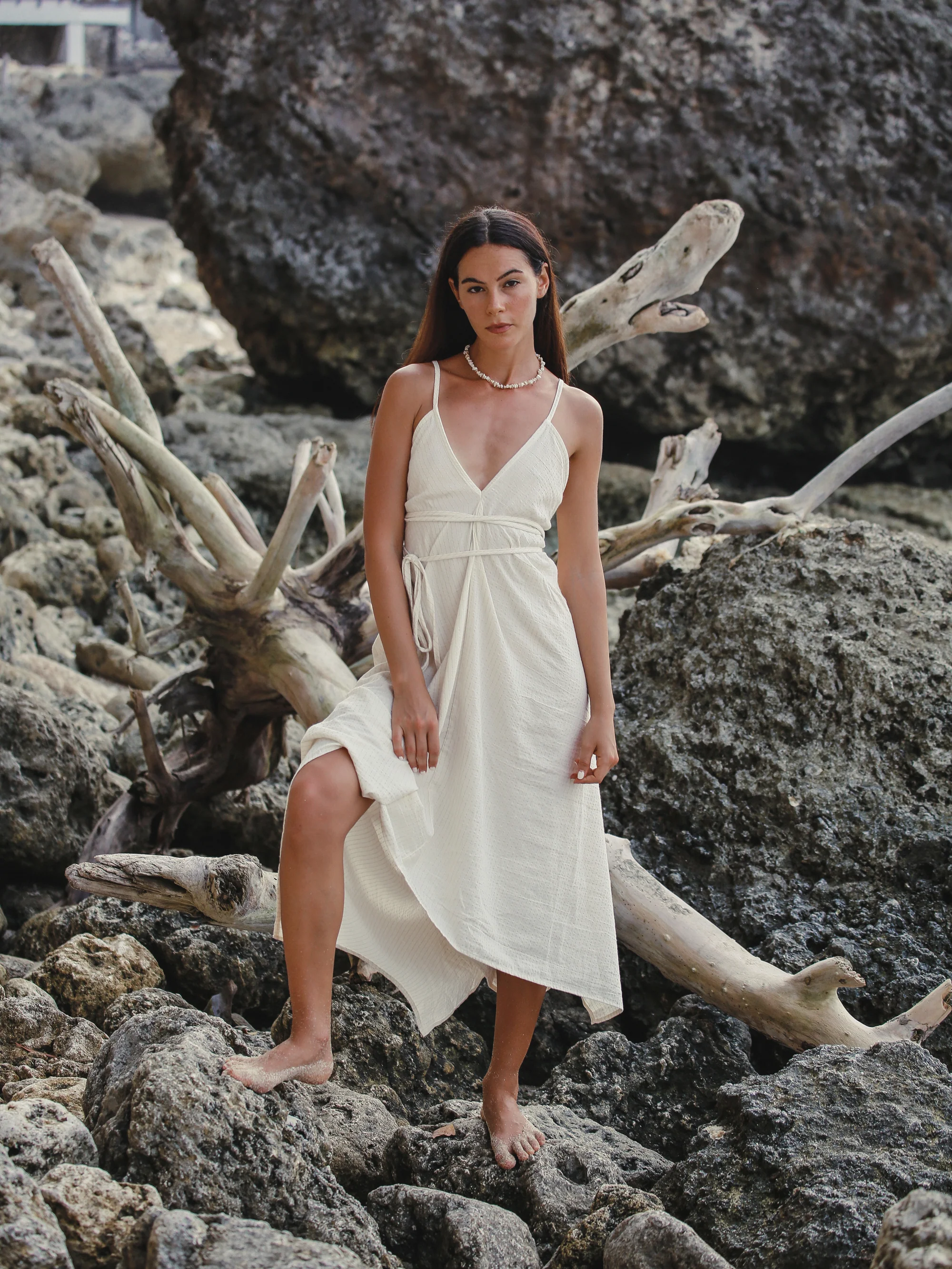 Sage Maxi Dress - Gold Stripes