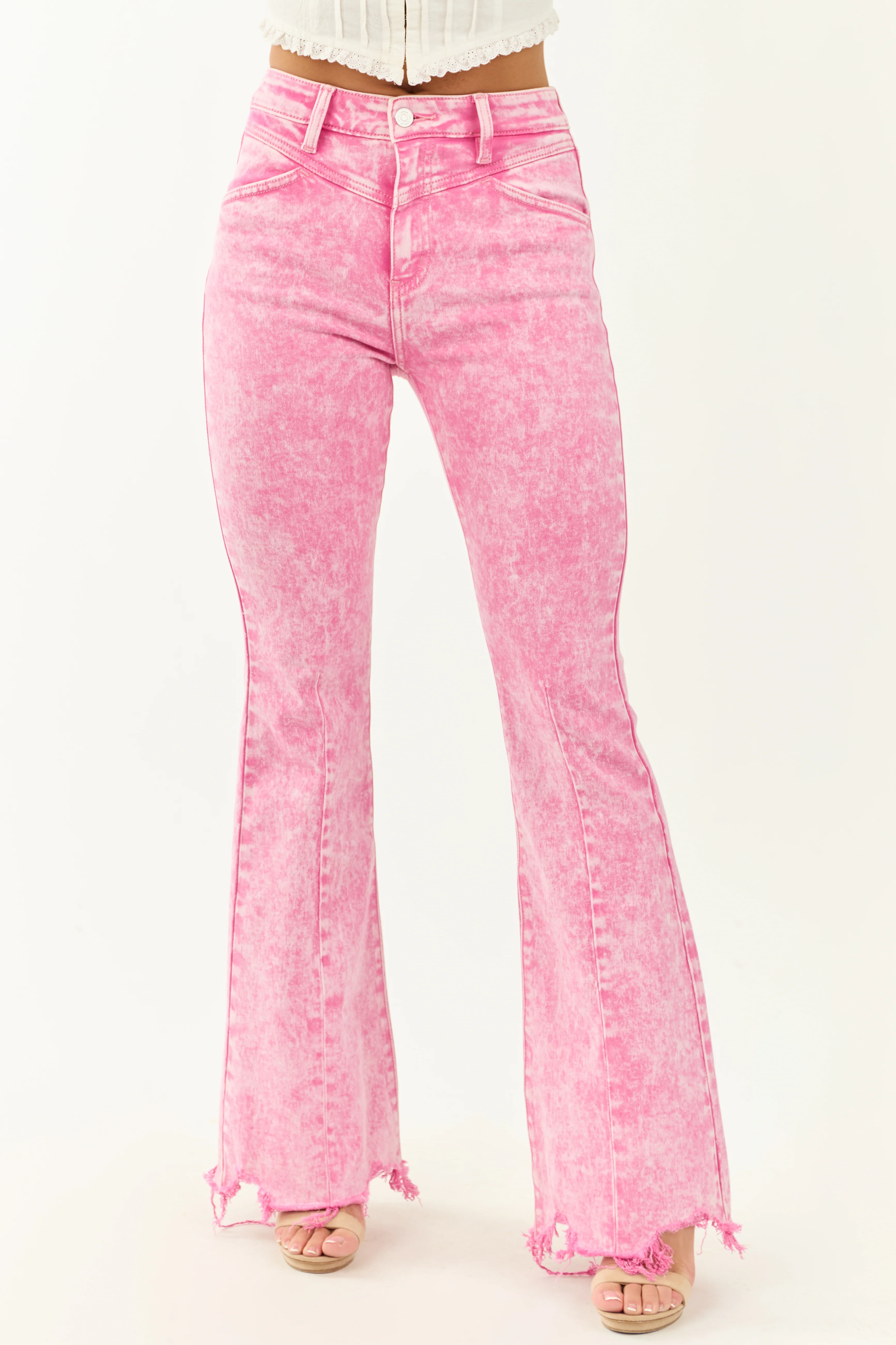 KanCan Bubblegum Acid Wash Soft Stretchy Flare Jeans