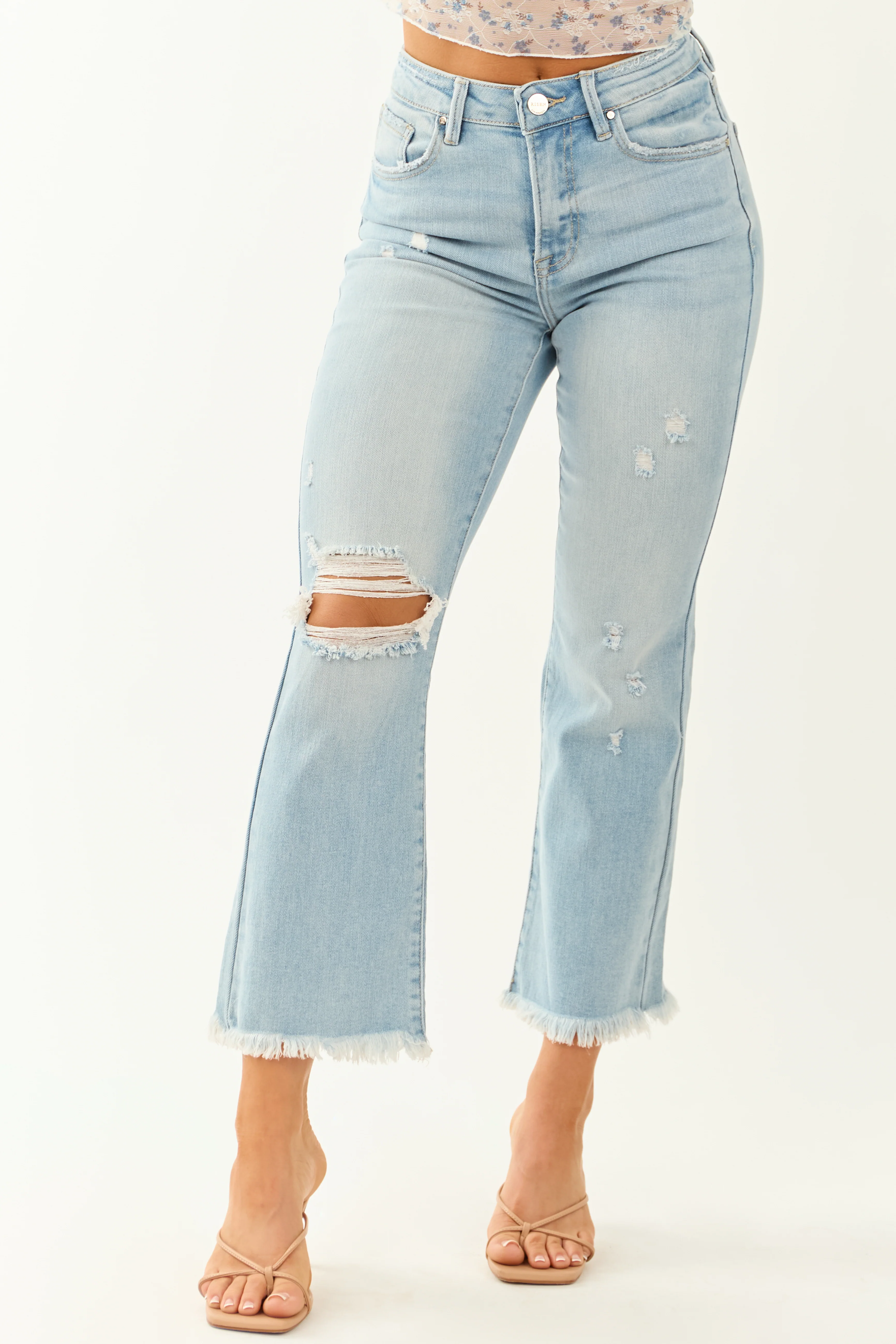 Risen Light Wash Stretchy Straight Leg Jeans