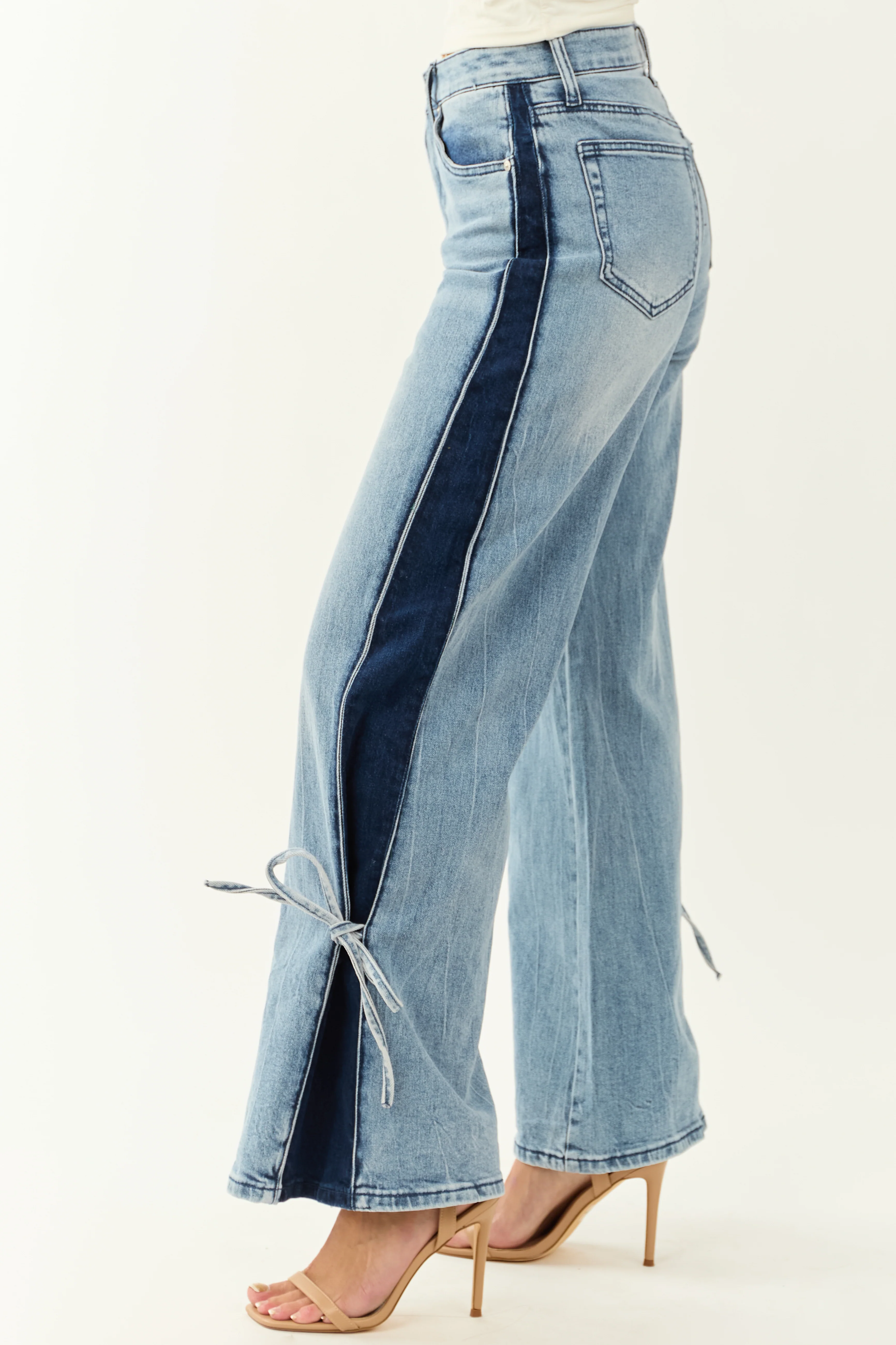 Saige Side Panel Tummy Control Wide Leg Jeans