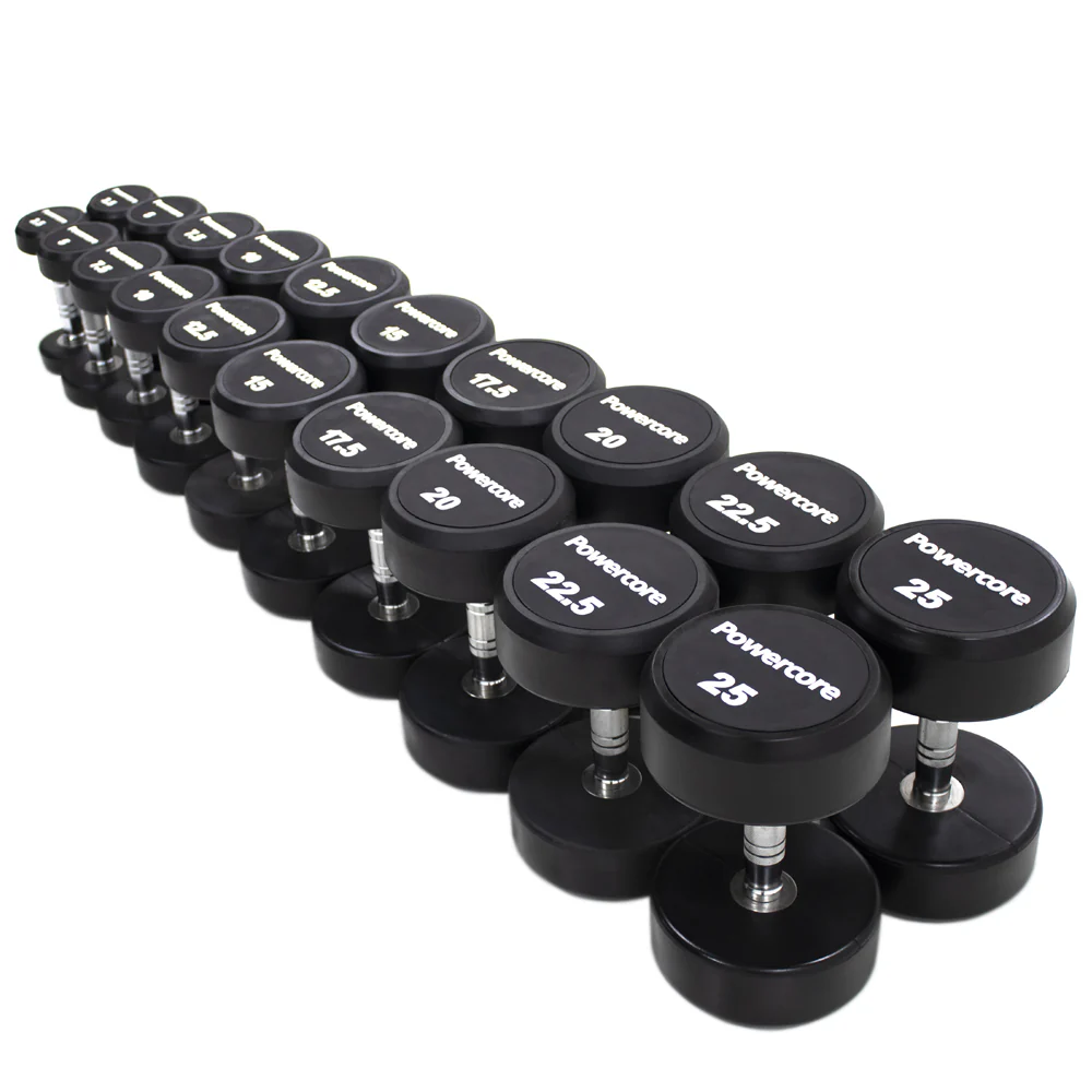 Powercore Rubber Dumbbells Set (2.5kg - 25kg)