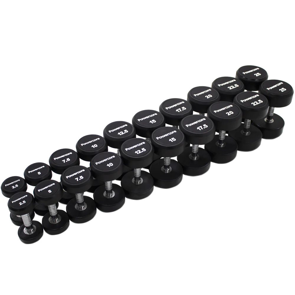 Powercore Rubber Dumbbells Set (2.5kg - 25kg)