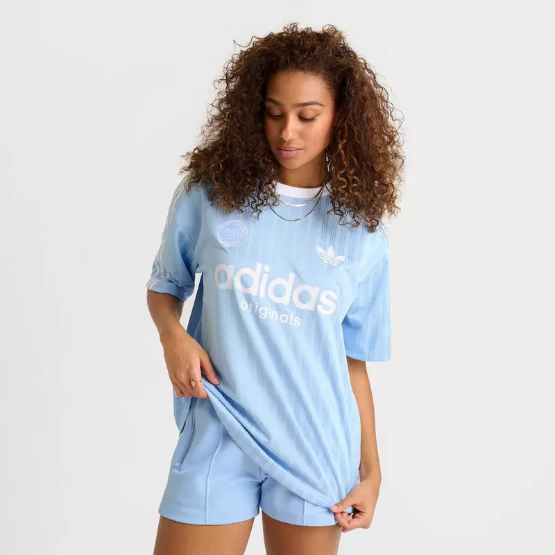 WOMEN'S ADIDAS ORIGINALS 3 STRIPES OVERSIZED SOCCER JERSEY T-SHIRT