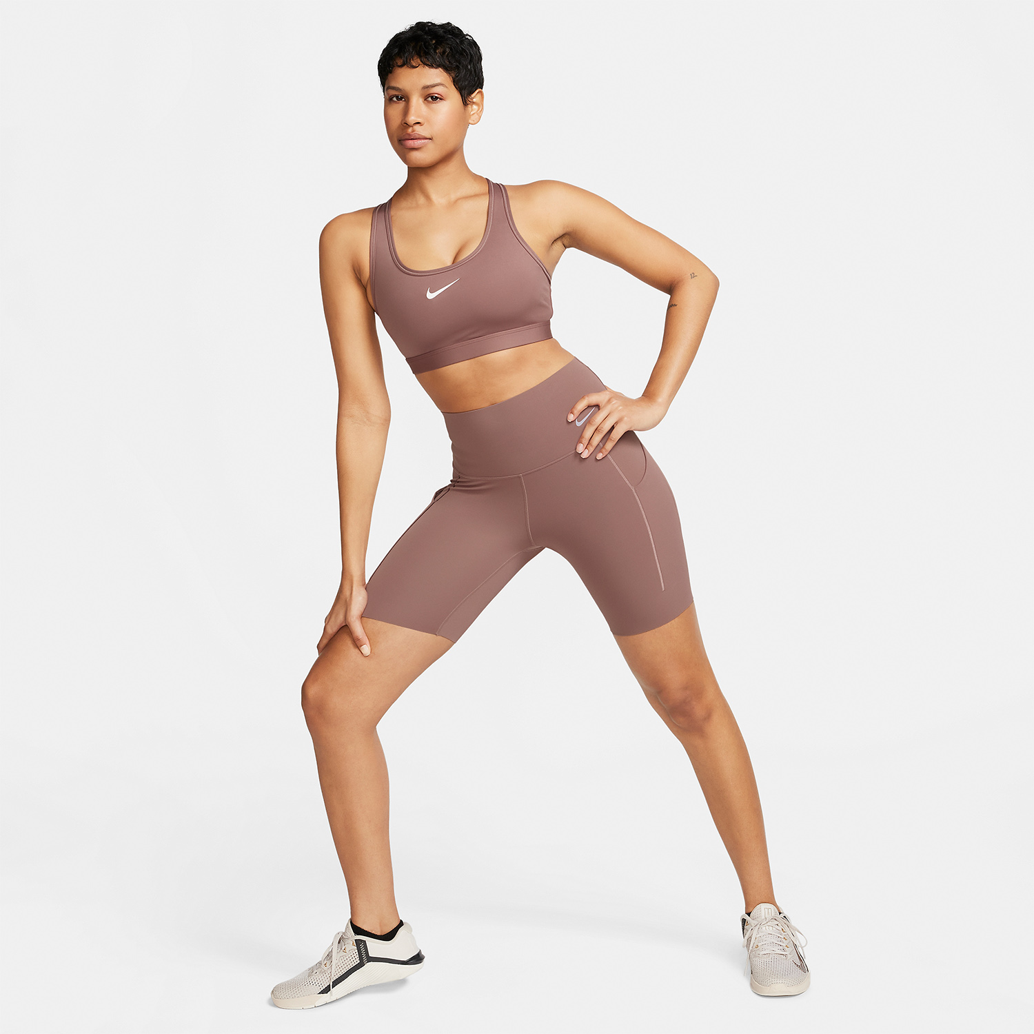 Nike Swoosh Dri-FIT Reggiseno Sportivo Smokey Mauve/White