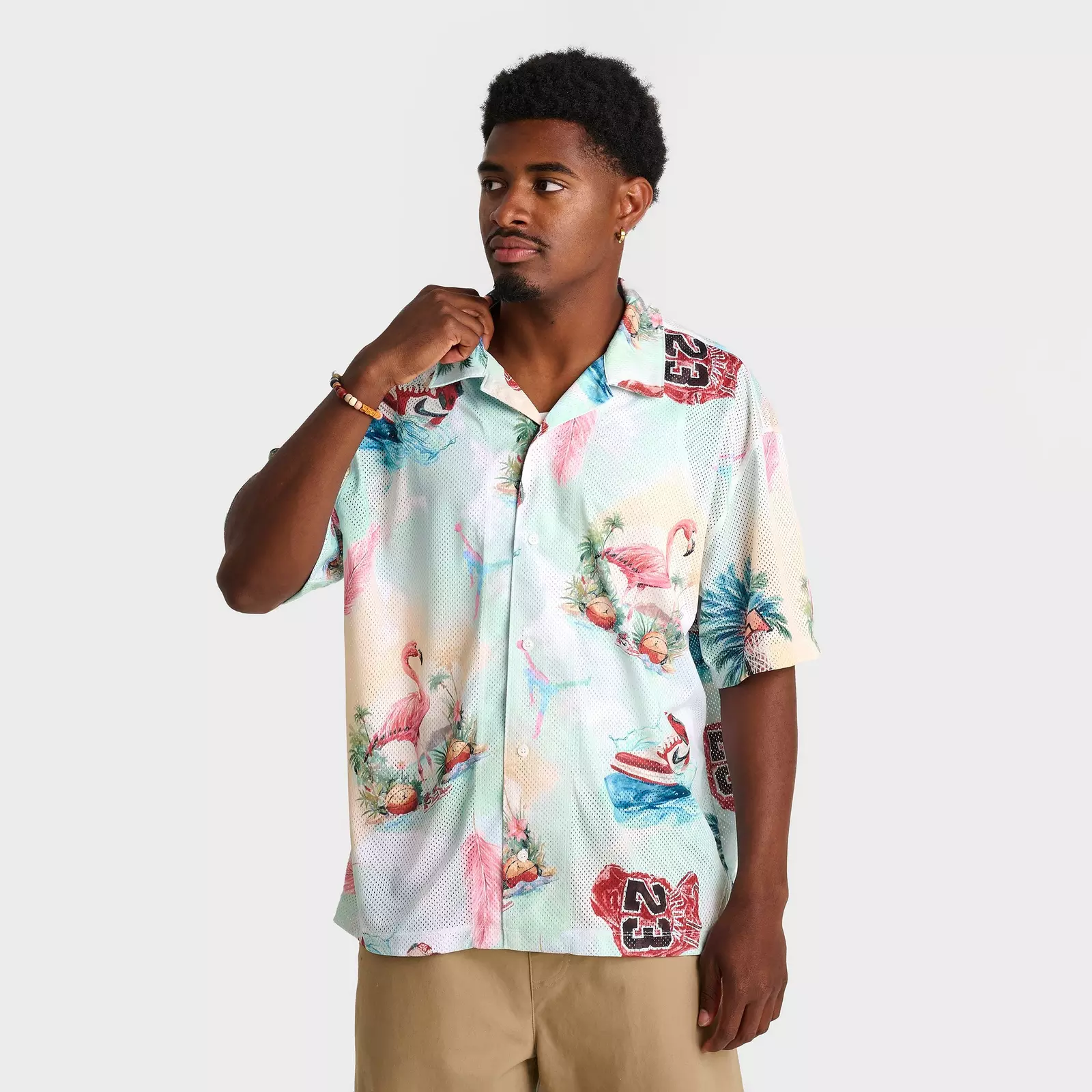 Men's Jordan Essentials Printed Button-Down Camp Top